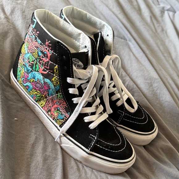 Vans Shoes - Vans Black High-Tops with Vibrant Multicolor Design